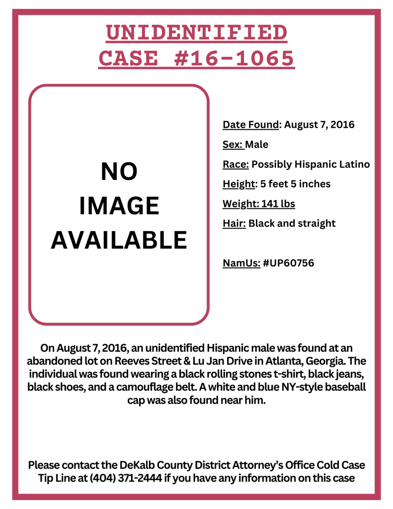 Unidentified Cases DeKalb County GA